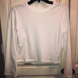 White Cropped Long Sleeve Shirt